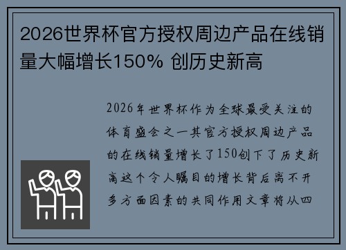 2026世界杯官方授权周边产品在线销量大幅增长150% 创历史新高